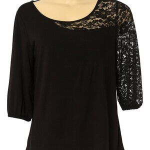 Cato Plus Size Black Lace Blouse with one Sheer Sleeve – Size 22/24 Holiday Time